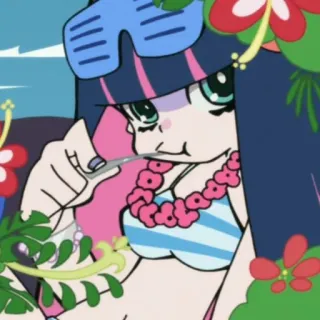 😘 Stocking Anarchy Panty & Stocking with Garterbelt Anime, Praia, Verão, Óculos de sol, Floral, Desenho animado telegram sticker