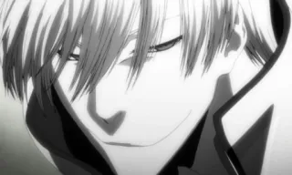 🙂 anime, manga, white hair, smirk, monochrome, anime character telegram sticker