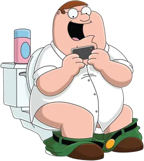 🚽 Peter Griffin Family Guy Toilette, Assis, Téléphone, Dessin animé, Humour telegram sticker