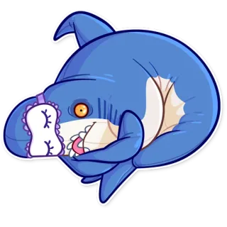 😴 Requin, Dessin animé, Masque de sommeil, Animal, Mignon telegram sticker