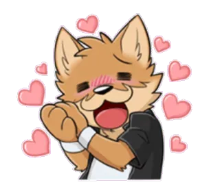 😍 binatang, rubah, cinta, kartun, hati, imut whatsapp sticker