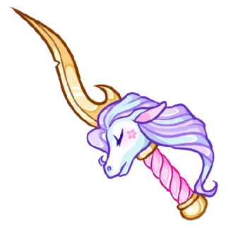 🦄 unicórnio, espada, fantasia, arma, criatura mítica, magia, pastel telegram sticker