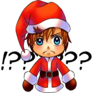 ⁉️ navidad, santa claus, dibujos animados, pregunta, festivo, fiesta, confundido, anime telegram sticker