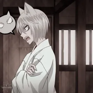 🦊 Tomoe Kamisama Kiss anime, fox, ears, angry, manga telegram sticker