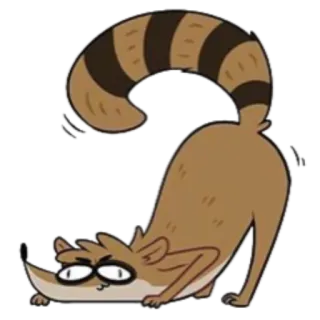 😏 Rigby Regular Show kreskówka, szop pracz, Zwyczajny serial, Rigby, postać telegram sticker