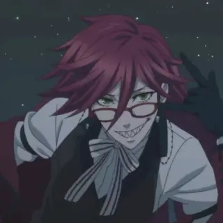 😏 Grell Sutcliff Black Butler anime, capelli rossi, occhiali, morte, tristo mietitore telegram sticker