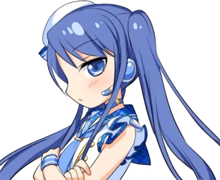 😒 anime, manga, meisje, cartoon, personage, blauw haar telegram sticker