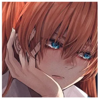 💊 Anime, Triste, Fille, Pleurs, Cheveux roux, Larmoyant telegram sticker
