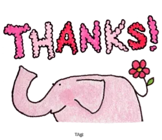 🙏 THANKS! obrigado, gratidão, elefante, flor, fofo, desenho animado whatsapp sticker