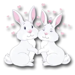 😮 lapin, mignon, coeurs, amour, animal, kawaii telegram sticker