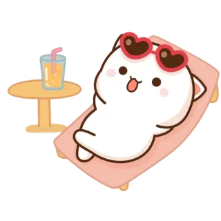 🏖 Katze, Strand, Sonne, Sommer, Sonnenbrille, Getränk telegram sticker