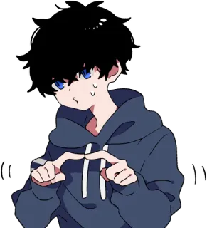 🤥 Anime boy, Áo hoodie, Dễ thương, Lo lắng, Manga, Tuổi trẻ telegram sticker