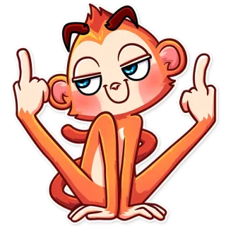 🖕 singe, doigt d'honneur, offensant, dessin animé, animal telegram sticker