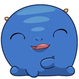 😜 imut, kartun, biru, gumpalan, senang whatsapp sticker
