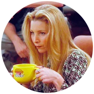 😐 Phoebe Buffay Friends Central Perk Phoebe, Friends, TV Serie, Central Perk, Kaffeebecher, Sitcom, 90er whatsapp sticker
