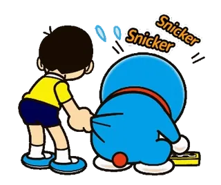 ๐ Doraemon Snicker Snicker doraemon, cartoon, anime, funny, pulling pants whatsapp sticker