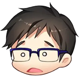 😦 Dibujos animados, Anime, Chibi, Gafas, Hombre whatsapp sticker