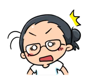 😨 卡通, 生气, 恼火, 表情, 眼镜, 沮丧, 烦躁 telegram sticker