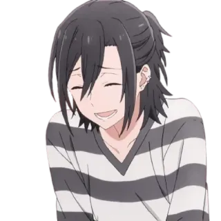 😅 Anime, Uśmiech, Postać, Czarne włosy telegram sticker