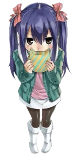 😳 Anime, Garota, Fofa, Comendo, Desenho animado, Personagem, Ilustração whatsapp sticker
