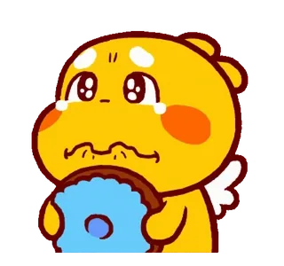 ๐ฅบ menangis, donat, kartun, kuning, sedih, lucu, kawaii telegram sticker
