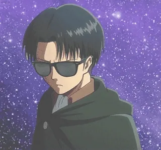 😎 Levi Ackerman Attack on Titan anime, ataque a los titanes, levi, levi ackerman, gafas de sol telegram sticker