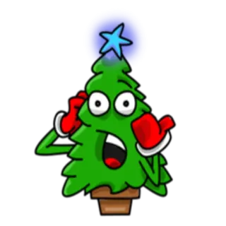 😱 navidad, árbol, dibujos animados, festivo, fiesta, decoración, personaje telegram sticker