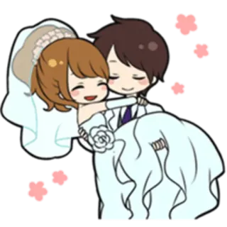 👰 casamento, noiva, noivo, casal, amor, matrimônio, desenho animado whatsapp sticker