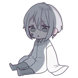 😱 Anime, Verdrietig, Chibi, Leuk, Tekening, Personage telegram sticker