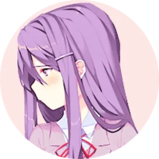 💜 Yuri Doki Doki Literature Club! anime, manga, tóc tím, dễ thương, sticker, Doki Doki Literature Club telegram sticker