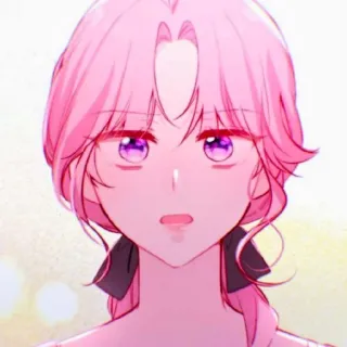 🎟 Anime, Manga, Różowe włosy, Fioletowe oczy, Kobieta telegram sticker