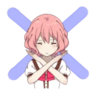 ❌ Anime, Fille, Croix, Annuler, Non, Refus whatsapp sticker