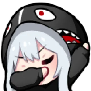 😏 アニメの女の子, 顔文字, 漫画, サメ, パーカー telegram sticker