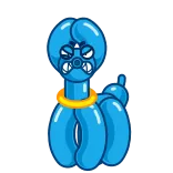 😡 Luftballontier, Cartoon, Blau, Wütend, Halsband whatsapp sticker
