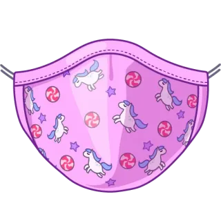 🎭 máscara, protección facial, unicornio, caramelo, estrellas, rosa, lindo telegram sticker