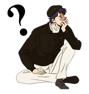 ❓ pensando, ponto de interrogação, personagem, sentado, ilustração telegram sticker