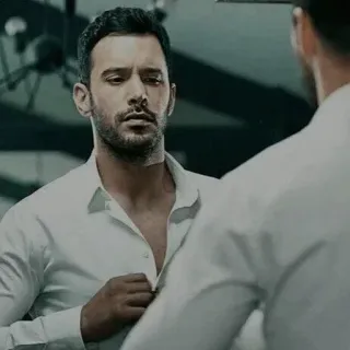 📑 man, shirt, mirror, reflection, dressing, male, handsome telegram sticker