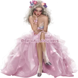😞 @Beautifulstickers mujer, vestido, hada, princesa, flores, hermosa, elegante telegram sticker