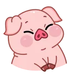 😌 cochon, mignon, animal, dessin animé, joyeux, rose telegram sticker