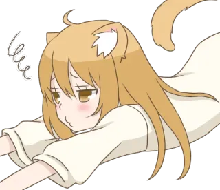 ❤️ anime, garota gato, fofa, sonolenta, relaxada, espreguiçar telegram sticker