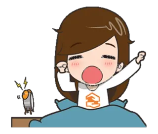 😪 hoạt hình, thức dậy, cô gái, đồng hồ báo thức, buồn ngủ, buổi sáng telegram sticker