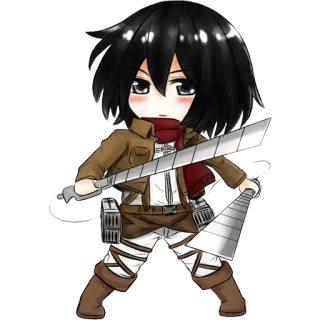🗡 Mikasa Ackerman Attack on Titan Anime, Manga, Personage, Wapen, Zwaarden, Militair, Attack on Titan, Mikasa telegram sticker
