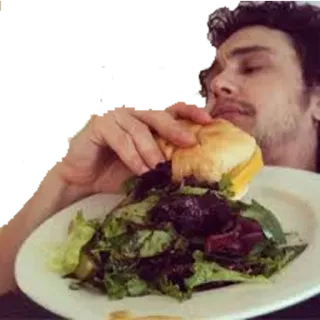 🍔 uomo, mangiare, cibo, burger, insalata telegram sticker