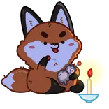 🕯 volpe, carino, cartone animato, animale, candela, kawaii telegram sticker