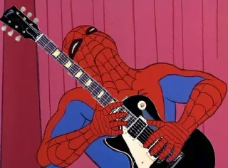 🎸 Spider-Man spider-man, guitar, music, superhero, marvel, cartoon telegram sticker