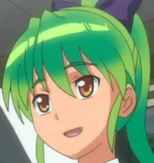 😀 anime, ragazza, capelli verdi, sorridente, cartone animato telegram sticker