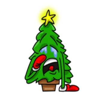 😭 árbol navidad, triste, llorando, fiesta, dibujos animados, emoción, decoración telegram sticker