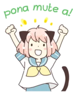 🙌 pona mute a! cartoon, anime, kawaii, cute, celebration, joy whatsapp sticker