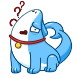🤔 ?? cartoon, dog, shark, hybrid, blue, question telegram sticker