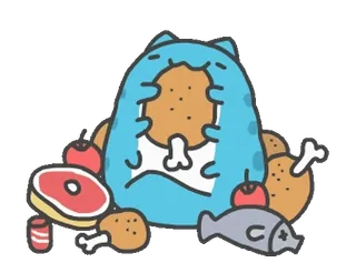 🤤 Essen, Cartoon, Tier, Essen, Fleisch, Süß, Illustration whatsapp sticker